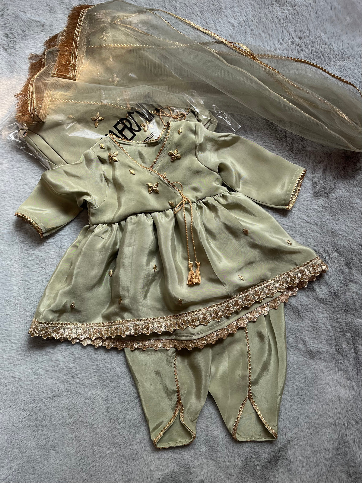 Hand Crafted 3-piece angrakha frock suit