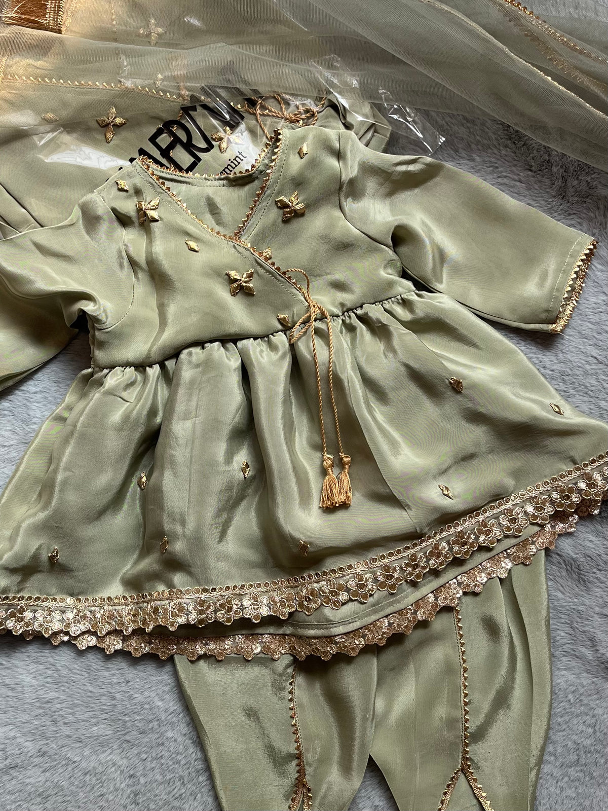 Hand Crafted 3-piece angrakha frock suit