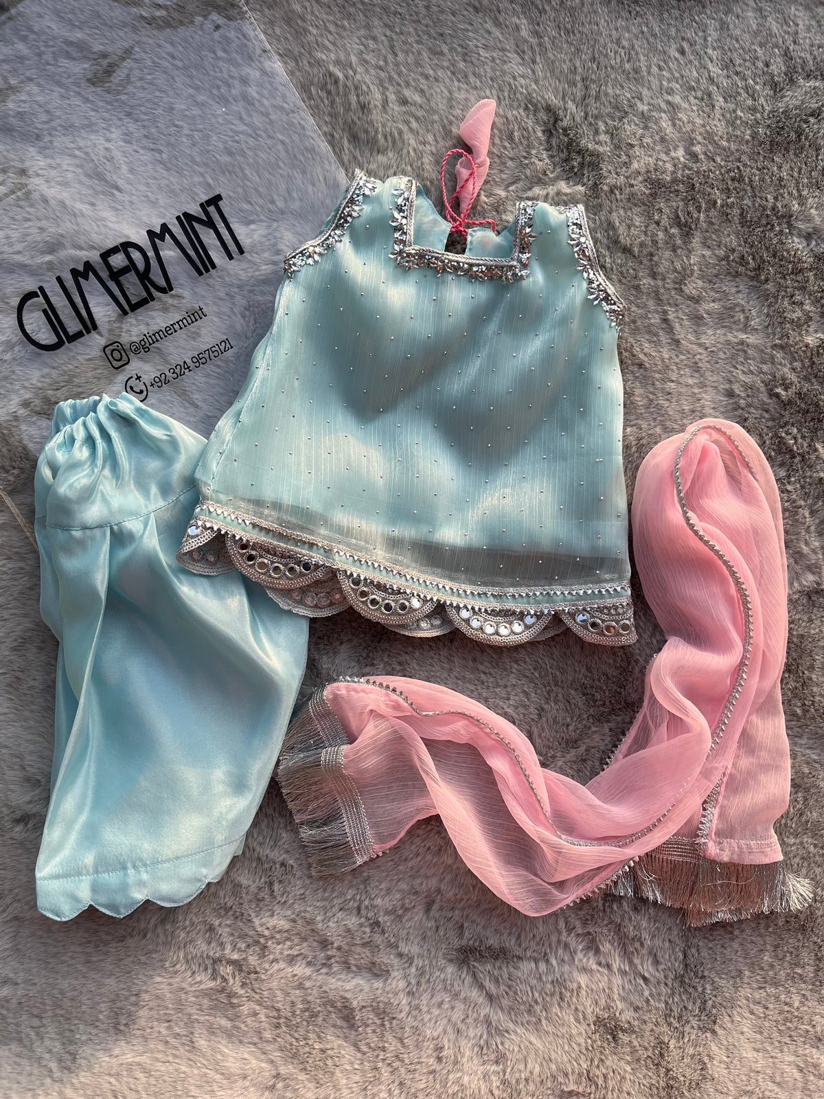 Powder blue blush 3-piece suit